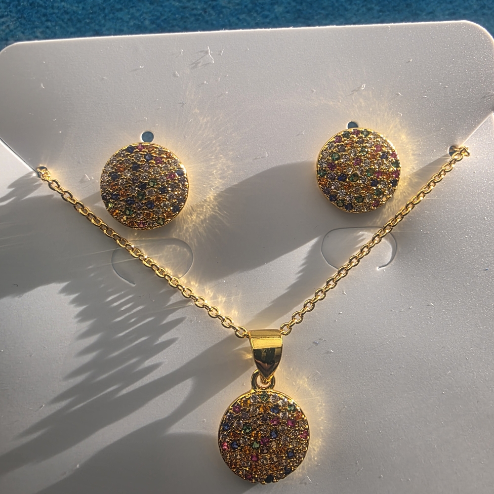 Elegant Gold Plated Multicolor Jewelry Set